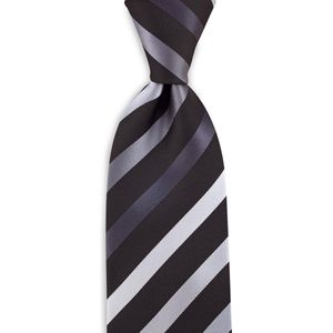 We Love Ties - Stropdas grijs gestreept - geweven polyester Microfill - zwart / grijstinten / wit