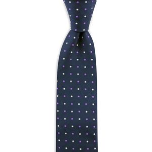 We Love Ties - Stropdas Preston Points blauw - geweven polyester Microfill - marineblauw / paars / wit