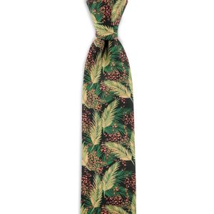 Sir Redman - stropdas - Mister Botanic - bedrukt polyester Twill - groen / zwart / roze / beige