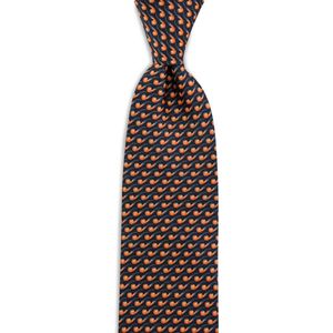 Stropdas Pijp - bedrukt polyester Twill - zwart / oranje