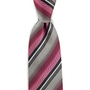 We Love Ties - Stropdas Mister Edgy - geweven zuiver zijde - grijs / roze/ wit