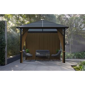 Tectake® - Paviljoen 3x3m - Tent Groot, Waterdicht, Voor Tuin En Camping Tuinpaviljoen Partytent Evenemententent Partytent 3 Zijwanden Met Ramen Incl Haringen Grijs
