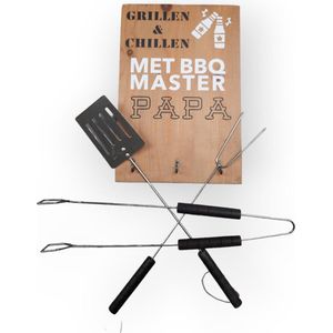Uniek cadeau! BBQ MASTER PAPA Houten tekst bord BBQ barbecue gereedschap set verjaardag of vaderdag cadeau