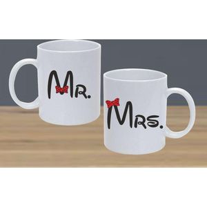 Disoza 2 stuks Mr en Mrs Mokken Cadeau Valentijnsdag Koffiemokken Bruiloft voor Bruidspaar Kopjes Huwelijkscadeau Verlovingsgeschenk Verjaardagscadeau Kerstcadeaus Zwart & Witte Mokken