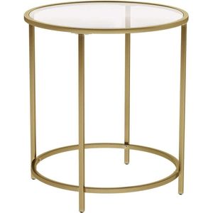 Salontafel - ⌀ 50 cm - Ronde Glazen Tafel - Gouden Ijzeren Frame - 55 x 50 x 55 cm