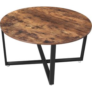 Vasagle Salontafel rond van hout en metaal 88x88x47cm | Bijzettafel met metaal onderstel | Salon tafel met sterk tafeloppervlak | Stabiel en duurzame constructie | Stijlvolle woonkamertafel | Zacht design gaat op in elk interieur