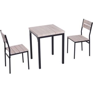 Compacte Eettafel set met 2 Stoelen - Eetkamer tafel met eetkamerstoelen - Balkonset - Zitgroep - 2 Personen - Hout - Zwart
