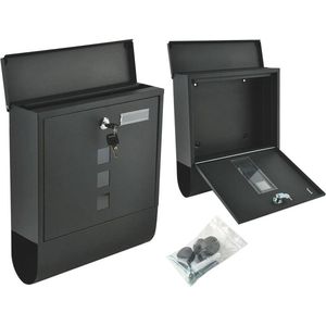 Brievenbus - Wandbrievenbus - Mat Zwart - Met Krantenrol - Hangende Mailbox