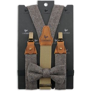 Sir Redman - Bretels met strik - bretels combi pack Kealan Tweed - bruin / lichtblauw / beige