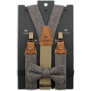 Sir Redman - bretels combi pack - Kealan Tweed - bruin / lichtblauw / beige