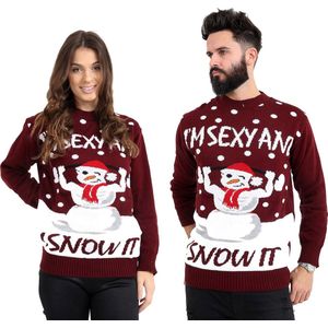 Foute Kersttrui voor Dames & Heren - I'm Sexy And I Snow It - Kerst trui Rood voor Mannen & Vrouwen Maat XS - Unisex