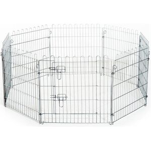 Zenzee Puppyren - Hondenren - Konijnenren - 120 x 120 x 60 CM - Opvouwbaar - Met Deur - 8 panelen - Zwart