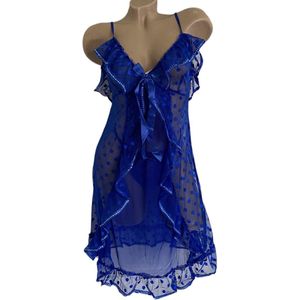 Sexy lingeriesetje met kant blauw zilver