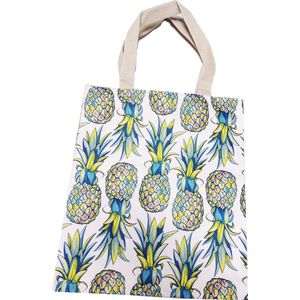 Damestas Ananas Blauw/Geel - Shopper met ritssluiting - Schoudertas - Handtas - Zomer Strandtas