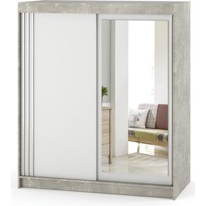 AZ-Home - Kledingkast LUX 150 cm - Betonlook Grijs Wit Mat Kast Garderobekast Kledingkamer