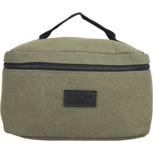 Toilettas Groen Canvas - Handvat -Reis Toilet Tas Bag Vakantie & Reizen – Toilettas Legergroen - Beautycase - Cadeau - Vaderdag