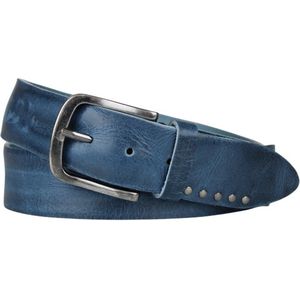 Fana Belts leren riem blauw - Extra brede riem 4.5cm - Stoere riem - Heren riemen leer - Taillemaat 115 - Riem studs