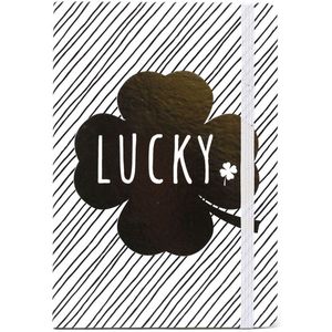 Notitieblok - Notitieboek - Papieren Notebook - A5 - Hardcover met elastiek - gelinieerd - lucky
