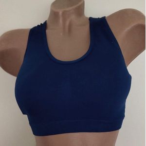 Beugelloze bh top met racerback S/M donkerblauw