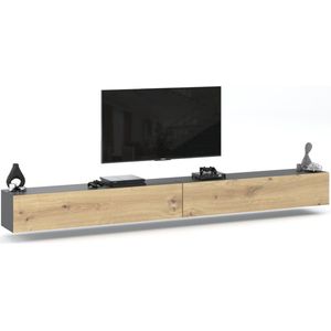 AZ Home Tv Meubel Young 300 cm - Antraciet Eiken Tv Kast Hangend Kast Zwevend Televisie meubel