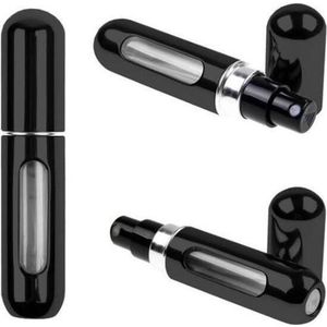 Set 3x 5ml Parfum Fles Mini Metal Sproeier Hervulbare Aluminium Parfum Verstuiver Travel Size- Zwart