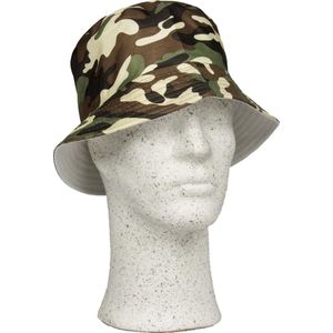 Vissershoedje – One Size – Groen Camo - Outdoor hoed - Zonnehoedje - Camouflage pet - Bush hat - Camping Cap