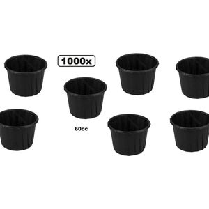 1000x Bio sausbakje souffle zwart 60cc - papier composteerbaar saus mayonaise ketchup mosterd bakje eten food