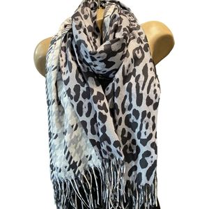 Sjaal blok-panterprint herfst/winter grijs