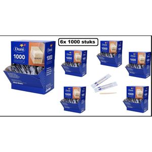 6x Doos 1000 stuks tandenstoker Jordan 50mm per stuk verpakt - Tanden stoker tandarts mond tanden