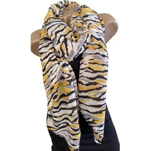Dames sjaal lang met dierenprint 0296 Yellow