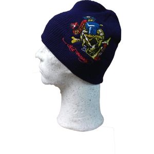 Ed Hardy Beany – Death Skull – Blauw - Muts