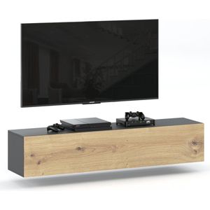 Young Tv Meubel - Antraciet/Eiken - Tv Kast - Hangend - Kast - Wandkast 200 cm