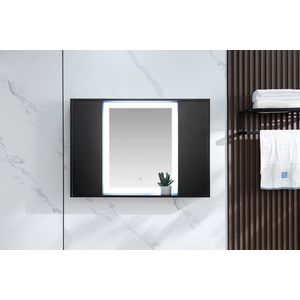Bella - Mirror Q-line - Spiegelkast - Zwart - Hout - 2 Deuren - 120 x 70 cm