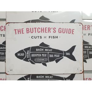 BBQ | Butcher’s guide | vis | 20 x 30cm | metaal