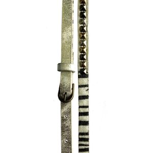 Damesriem Zebra – Lang en Smal – Zilverkleur met studs – 85cm / 1cm