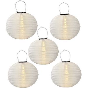 5 x Solar lampion rond warm wit 25 cm (zonne-energie) buitenlampionnen - tuinverlichting