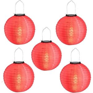 Solar lampionnen rood 35 cm - 5 stuks