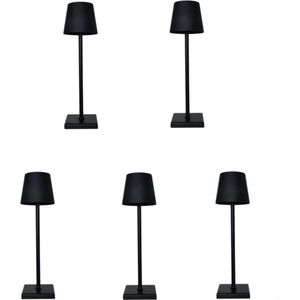 5 x Jeslu LED Tafellamp Zwart 38 cm aluminium - draadloos - USB oplaadbaar