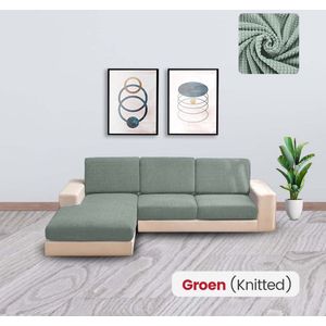 BankhoesDiscounter Knitted Zitkussen Hoes – Bankhoes Stretch – M2 (121-162cm) - Bankbeschermer - Zetelhoes & Zetelbeschermer - Bankhoezen - Sofa Cover - Groen