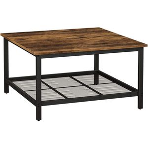 Nancy's Chatham 2 Salontafel Industrieel - Vintage Tafel - Salontafels Hout - Industrieel - Bruin/Zwart - 80 x 80 x 45 cm