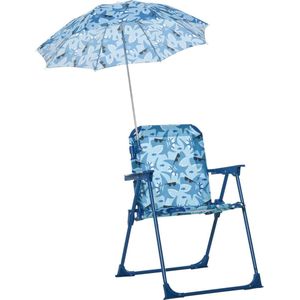 Medina Galesburg Strandstoel - Campingstoel - Opvouwbaar - Met Parasol - Polyester - Blauw