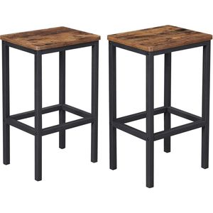 Nancy's Barkrukken Set Van 2 - Bar stoelen met voetensteun - Barkruk Industrieel - Donkerbruin - 40 x 30 x 65 cm