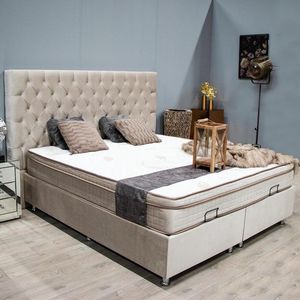 Boxspring met opbergruimte - 180x200 cm - opberg bed Country - velvet beige - AANBIEDING