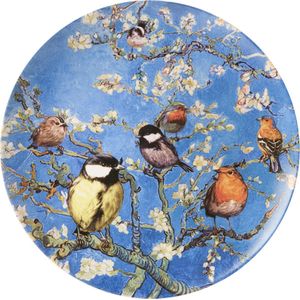 Heinen Delftsblauw wandbord Vogels van Van Gogh