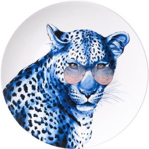 Heinen Delfsblauw wandbord Luipaard met bril