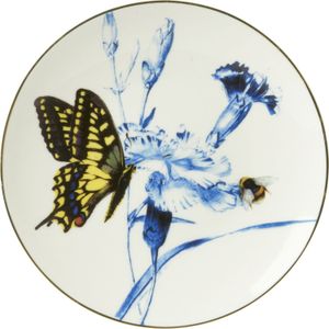 Heinen Delfts Blauw wandbord Vlinder blauw D 16 H 2 cm