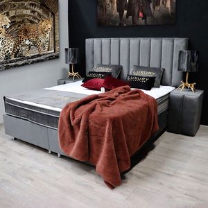 Eric Kuster stijl - Boxspring bed met opbergruimte - 180x200 cm - opbergbed Ritz - velvet grijs