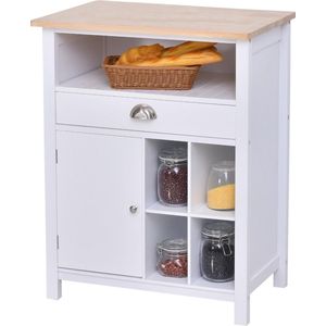 Nancy's Richardson Keukenkast - Zijkast - Dressoir - Lade - Deur - 70 x 45 x 88 cm - Wijnrek - Bruin - Wit - MDF - Hout