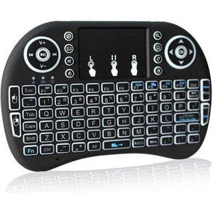 mini bluetooth toetsenbord Keyboard met backlight led verlichting wireless draadloos mediacenter toetsenbord met Multi-Touch muis - Zwart - QWERTY