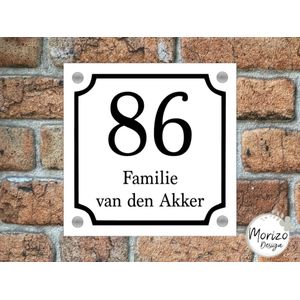 Naambordje voordeur klassiek wit